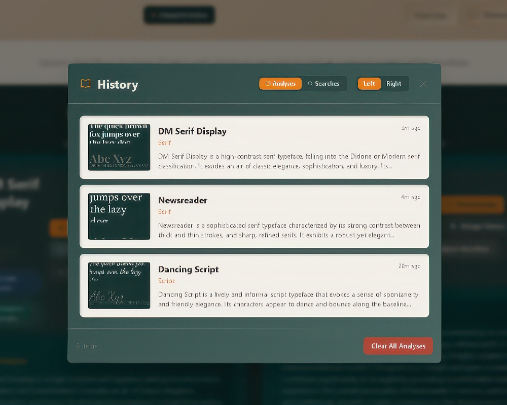 Access your complete analysis history
